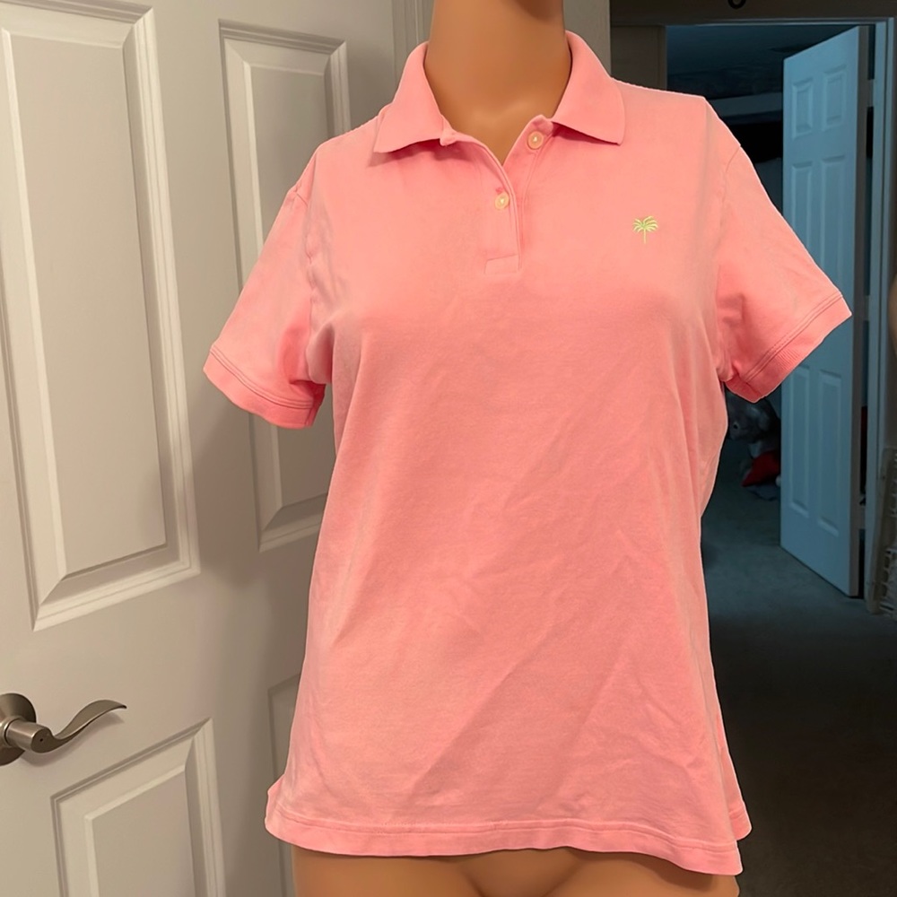 LILLY PULITZER POLO SHIRT. Size L. Bright pink. Good, pre loved condition.